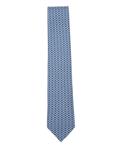 Ferragamo Gancini bicolor print silk tie Blue 788905