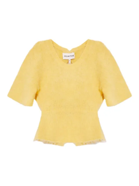 MUNTHE Rylaine bow-back knit T-shirt Yellow 254160325470