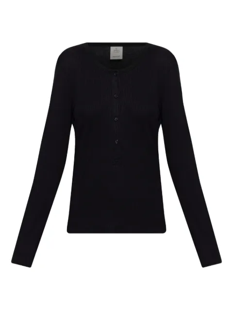 MUNTHE Grace fine-ribbed polo top Black 247112324769