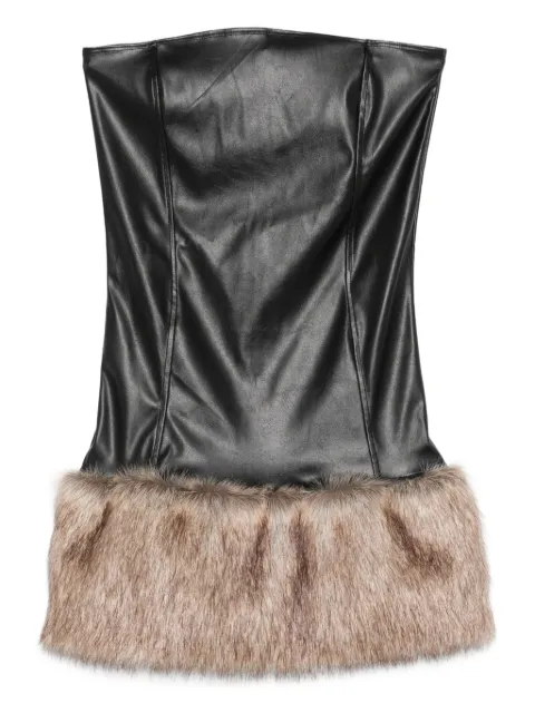 Cowboys of Habit Pamela strapless faux-fur mini dress Black COH78991