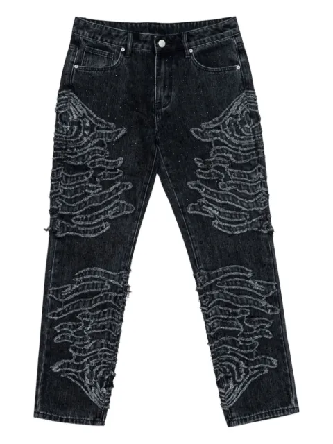 Free Refills zebra-pattern embellished jeans Black FRF25020