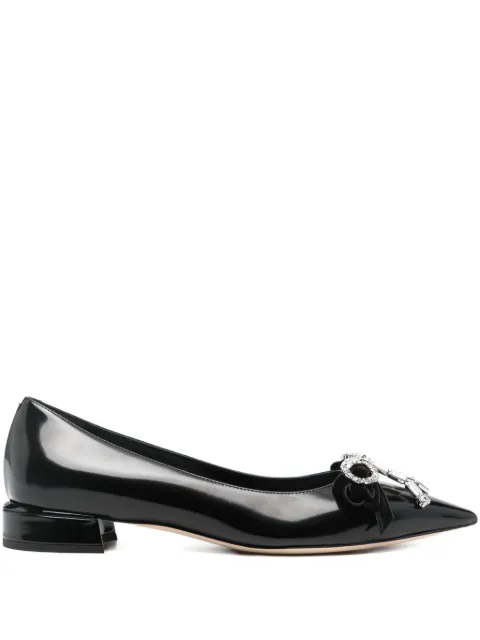 Jimmy Choo Auria crystal bow flat shoes Black AURIAFLATBSVBLACKCRYSTAL