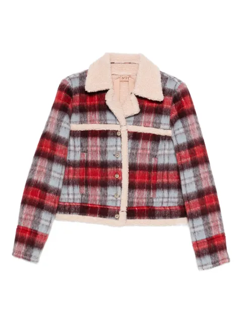 Nº21 checked button jacket Red O0213042
