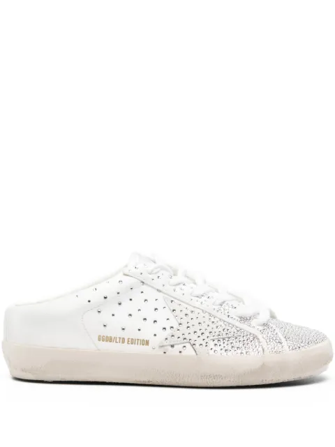 Golden Goose Super-Star Sabot LTD trainers with gray suede star and Swarovski crystals White GWF00110F007256