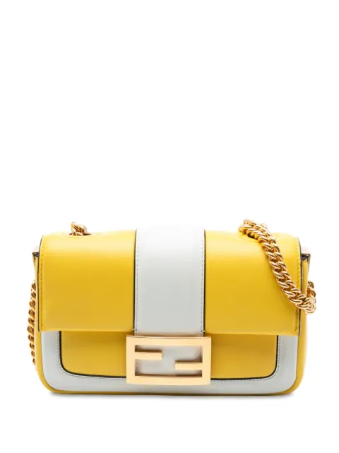 Fendi Pre-Owned 2010-2025 Mini Bicolor Nappa Apolo Chain Baguette shoulder bag White RCRS1B2ENZV0XCXD