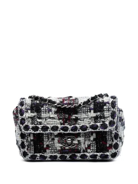 CHANEL Pre-Owned 2019 Mini Rectangular Quilted Tweed Single Flap crossbody bag Black MHWMGOAU16KWU1TG