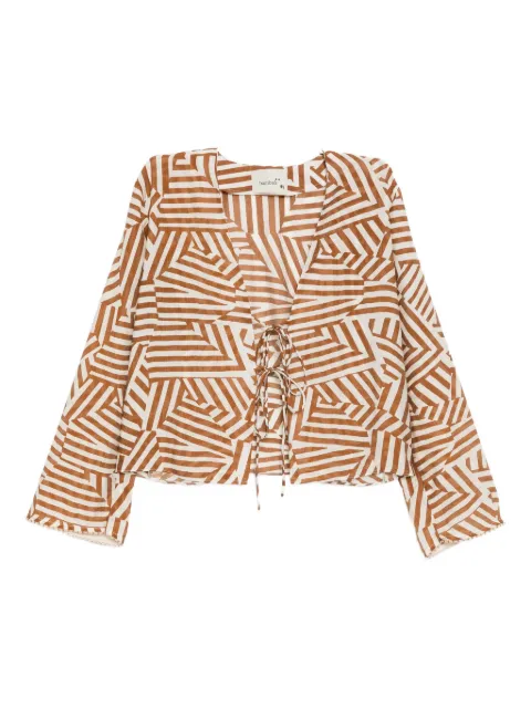 Bambah Geo ruffle top Brown BMRE2638