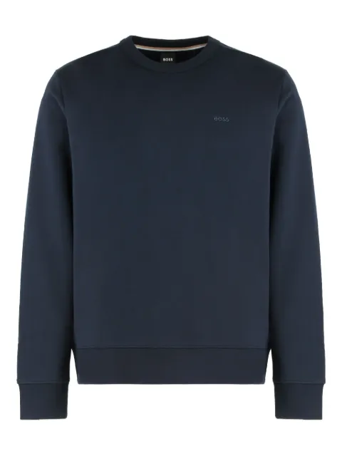 BOSS logo-embroidered cotton sweatshirt Blue 50546387