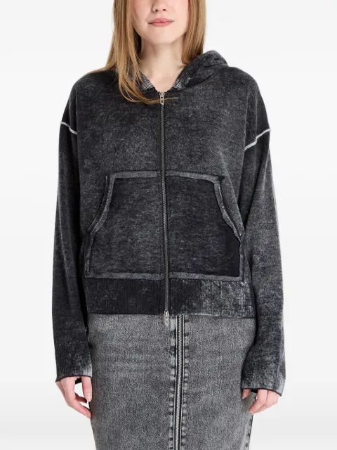 Diesel reverse-print hooded cardigan in wool Black A220360TKCY