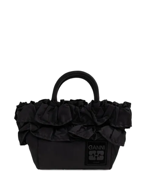 GANNI mini ruffled tote bag Black A7187099