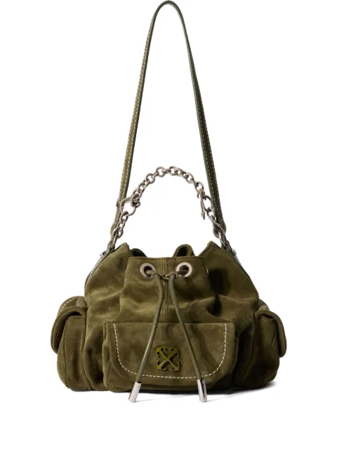 Off-White Dumbo.B chain suede bucket bag Green OWMY002F25LEA0035800