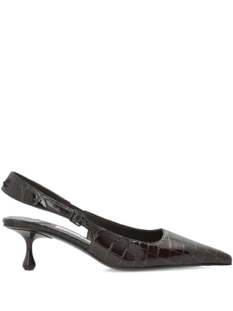 Jimmy Choo 50mm Amel pointed crocodile-effect heeled pumps Brown AMEL50CBH