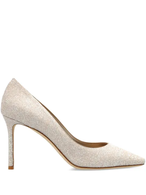 Jimmy Choo 85mm Romy pointed heeled pumps Neutrals ROMY85GQI