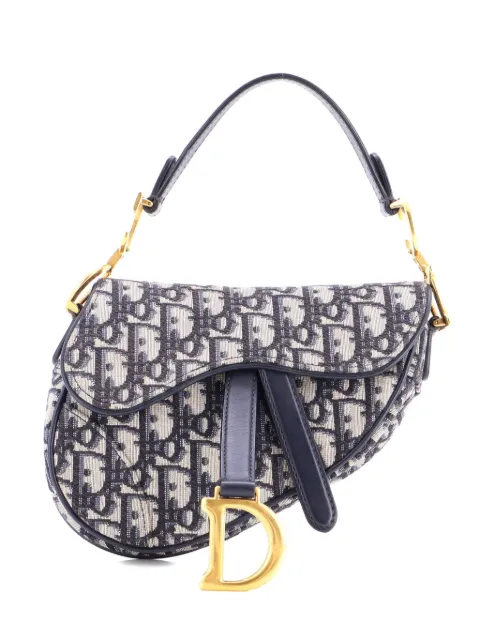 Christian Dior Pre-Owned Saddle Handbag Oblique Canvas Mini shoulder bag Blue 88LDA0J0HTCG4IY3