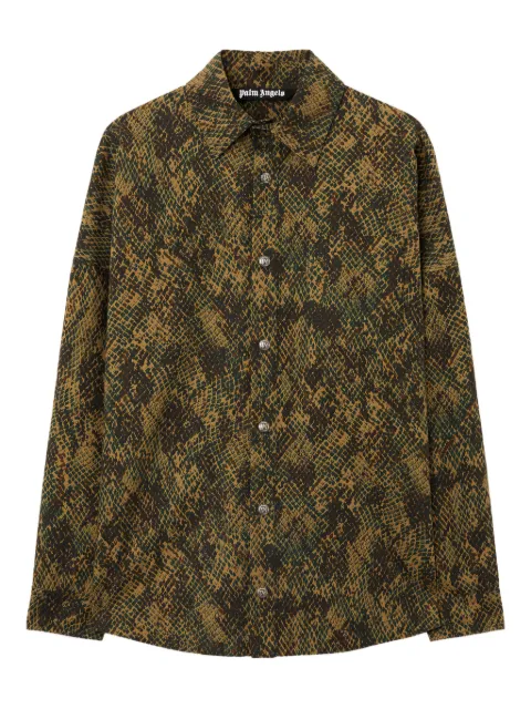 Palm Angels logo snake overshirt Brown PMES002F25FAB0025503