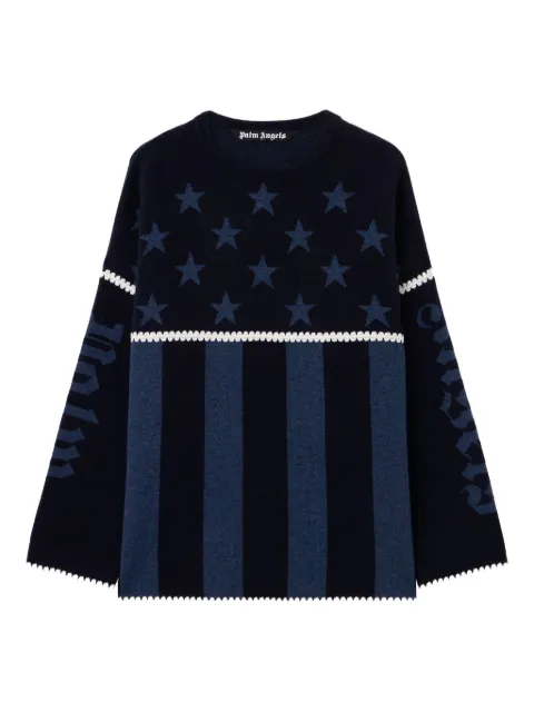 Palm Angels Stars and Stripes sweater Blue PMHE084F25KNI0014642