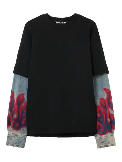 Palm Angels flame hybrid long-sleeve sweater Black PMGE04BF25FAB0011344