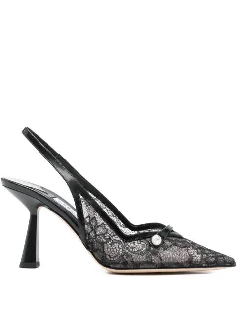 Jimmy Choo Amita 85 lace appliqué heel pumps Black AMITA85DRHBLACKBLACK
