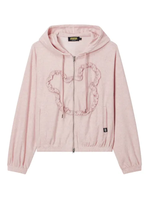 Mini Cream ruffled-detail zip-fastening hoodie Pink 5FS509A
