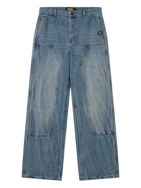 Mini Cream panelled jeans Blue 5FS114A