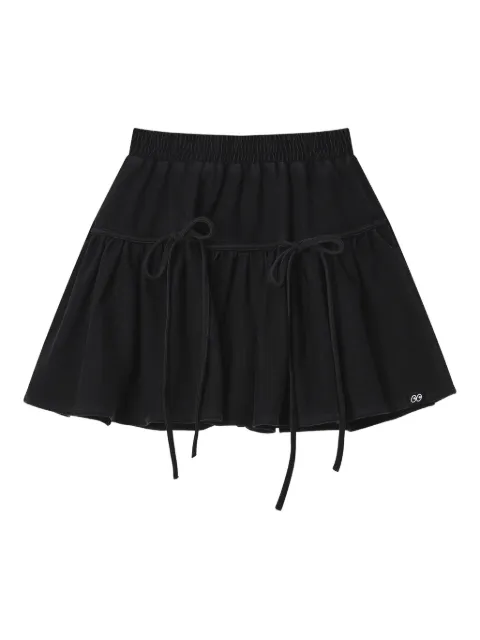 Mini Cream tiered tie mini skirt Black 5FS623A