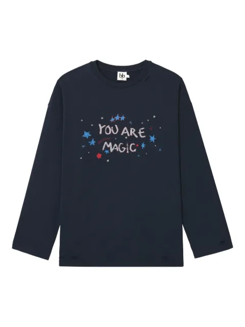 b+ab slogan-print long-sleeve T-shirt Blue 5F600AI