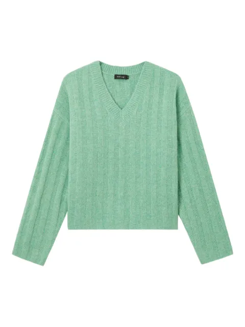 tout a coup v-neck ribbed sweater Green S316AW5