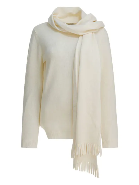 SANDBEIGE fringed scarf-detail sweater Neutrals SBC3NT02AC