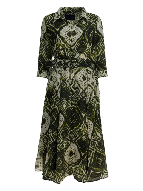 Samantha Sung Aster belted printed midi dress Green ASTERTIEDYEMALDIVES