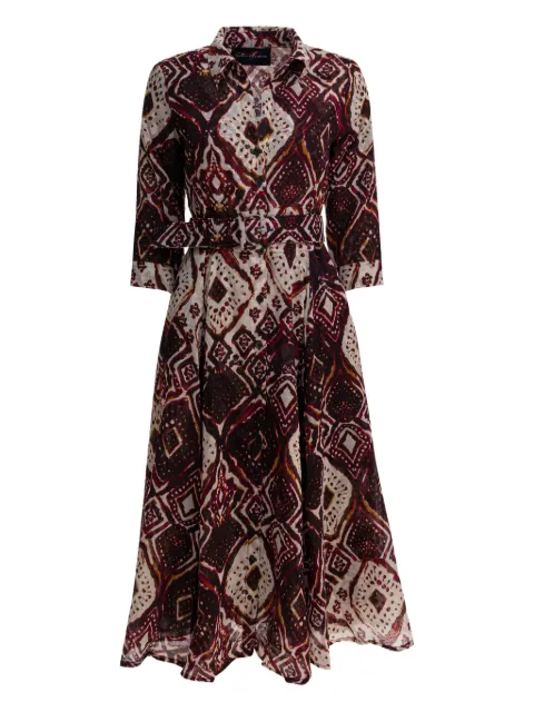Samantha Sung Aster tie-dye wool midi dress Red ASTERTIEDYEMALDIVESIVORYBURGUND