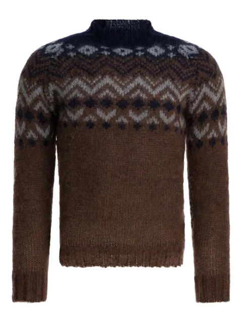 RAKKI patterned crew-neck sweater Brown ROBERTWMCASTAGNA
