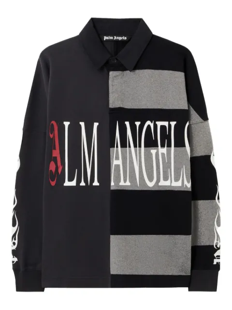 Palm Angels patchwork logo flames flag polo shirt Black PMGC01BF25FAB0011008