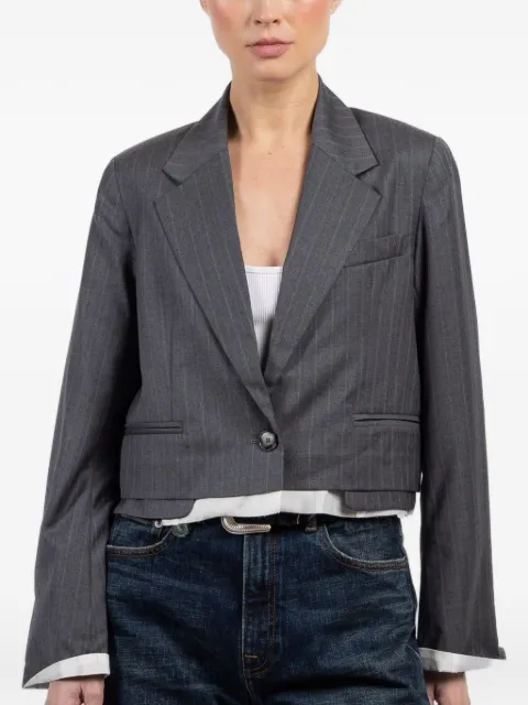 WE-AR4 The Cocktail pinstripe-pattern cropped jacket Grey RBL0216083