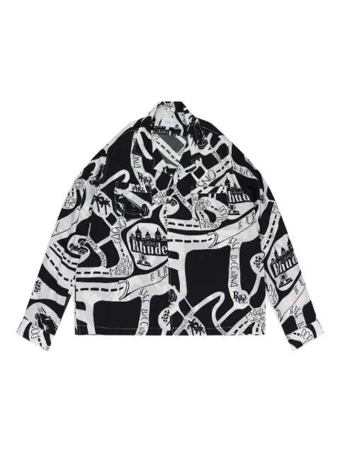 RHUDE Strada silk button-down shirt Black RHSS24SR08174119