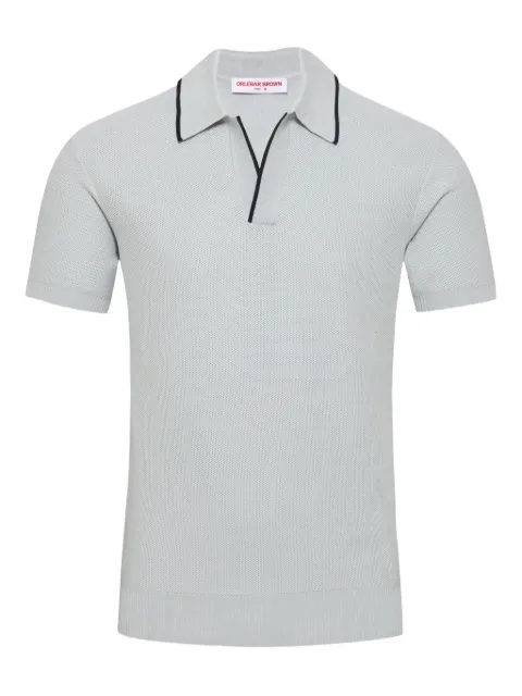 Orlebar Brown Horton piped-trim piqué polo-collar top Grey 281497