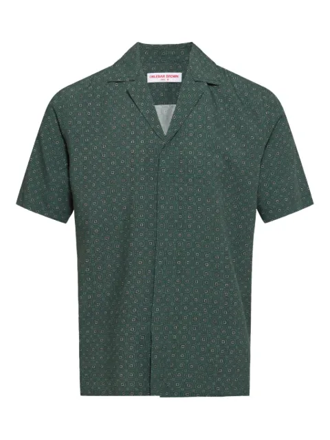 Orlebar Brown Maitan Solstice geometric-print shirt Green 281520