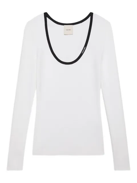 Calvin Klein Jeans ribbed trim top White LV044D360GUB1