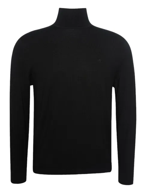 Calvin Klein logo-embroidered roll-neck top Black LV04LE309GUB1