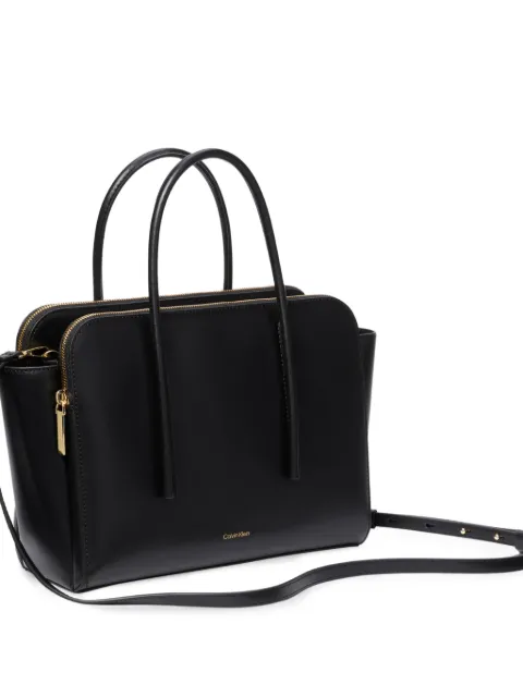 Calvin Klein logo-print leather shoulder bag Black LV04F3034G