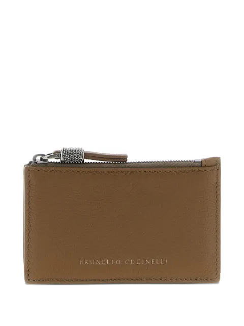 Brunello Cucinelli embossed-logo zipper card holder Brown MWEIM2714C8772