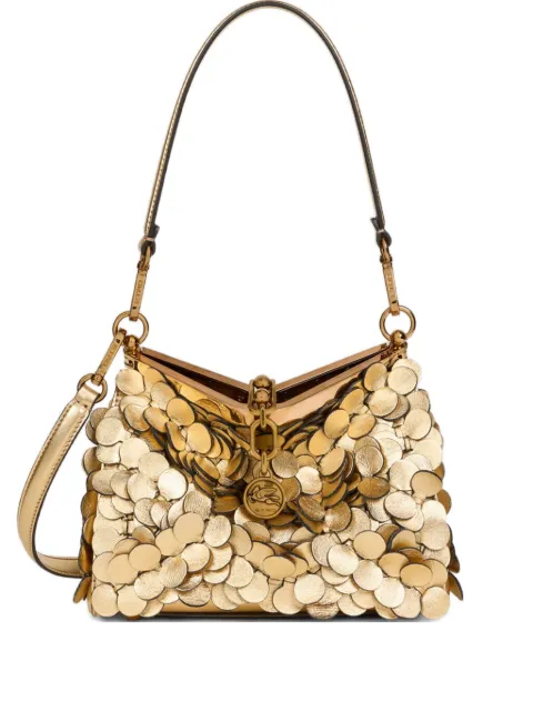 ETRO small leather Vela bag with laminated sequins Gold WP1B0001AE300