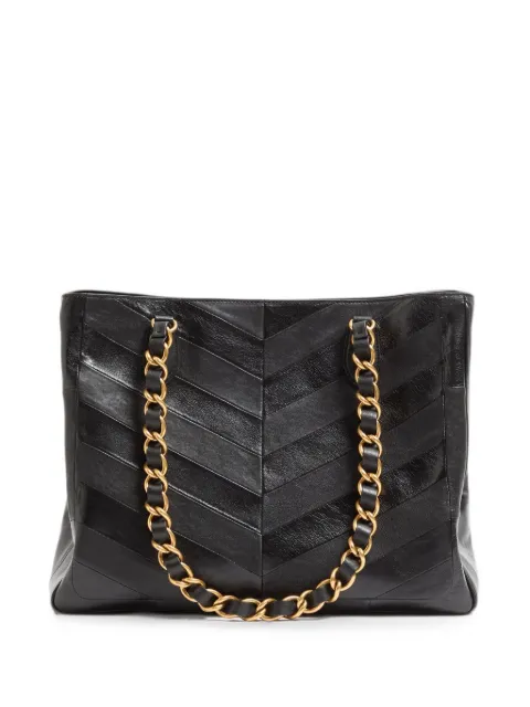 Valentino Garavani Laseine shopping bag in nappa leather with a chevron pattern Black WB0T12PSN