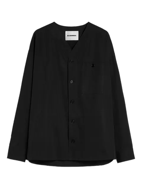 Jil Sander cotton poplin V-neck shirt Black J47DL0177J45292