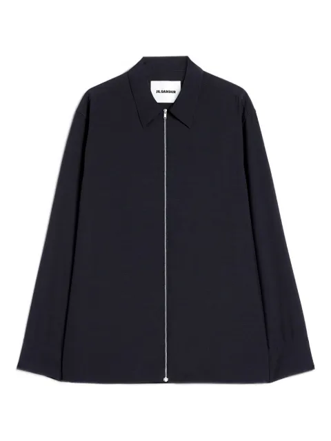 Jil Sander zip long-sleeve wool shirt Blue J22DL0368J40249401