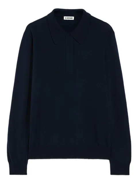 Jil Sander lightweight wool polo sweater Blue J61GL0003J14823