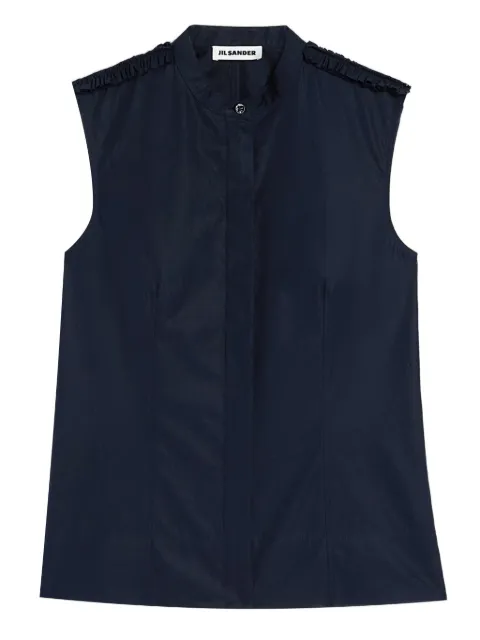 Jil Sander cotton poplin ruffle shirt Blue J02DL0276J45001
