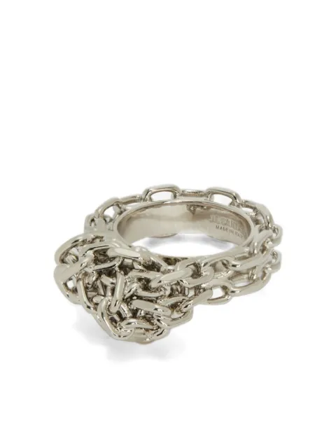 Jil Sander engraved-logo knotted-chain-detail ring Silver J11UQ0093P6959