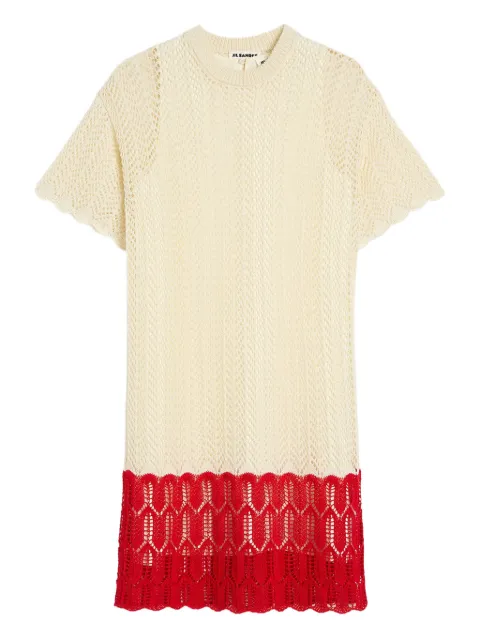 Jil Sander cotton pointelle mini dress Neutrals J02CT0585J15477