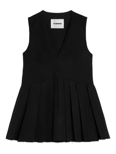 Jil Sander wool gabardine pleated top Black J01NC0175J40002