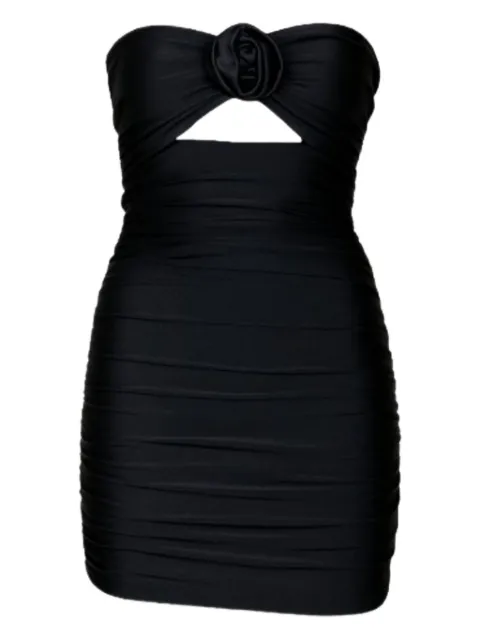 ROOM76 floral-appliqué strapless mini dress Black FRAS25412BLACK